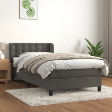sötétszürke bársony rugós ágy matraccal 80 x 200 cm ágy és ágykellék