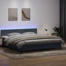  sötétszürke bársony rugós és LED-es ágy matraccal 180x210 cm ágy és ágykellék