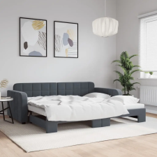  sötétszürke kihúzható bársony heverő 90 x 190 cm ágy és ágykellék