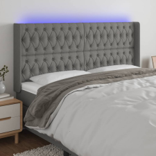  Sötétszürke szövet LED-es fejtámla 203x16x118/128 cm ágy és ágykellék