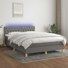 sötétszürke szövet rugós és LED-es ágy matraccal 140x190 cm ágy és ágykellék