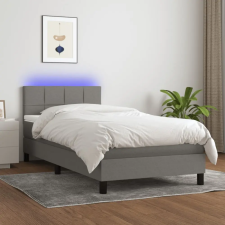 sötétszürke szövet rugós és LED-es ágy matraccal 80 x 200 cm ágy és ágykellék