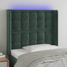  sötétzöld bársony LED-es fejtámla 103x16x118/128 cm ágy és ágykellék