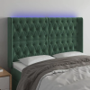  sötétzöld bársony LED-es fejtámla 147x16x118/128 cm
