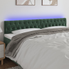  sötétzöld bársony LED-es fejtámla 180 x 7 x 78/88 cm