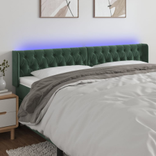 sötétzöld bársony LED-es fejtámla 183 x 16 x 78/88 cm ágy és ágykellék