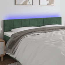  sötétzöld bársony LED-es fejtámla 200x5x78/88 cm ágy és ágykellék