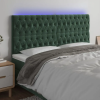  sötétzöld bársony LED-es fejtámla 200x7x118/128 cm
