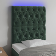  Sötétzöld bársony LED-es fejtámla 80x7x118/128 cm ágy és ágykellék