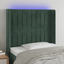  sötétzöld bársony LED-es fejtámla 93x16x118/128 cm ágy és ágykellék