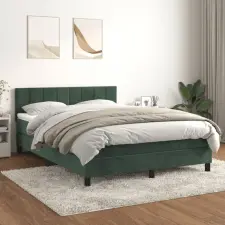  sötétzöld bársony rugós ágy matraccal 140x200 cm ágy és ágykellék