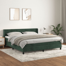  sötétzöld bársony rugós ágy matraccal 160x200 cm ágy és ágykellék