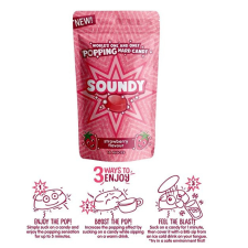  Soundy Sour Strawberry eper ízű savanyú pezsegő cukorka 30g csokoládé és édesség