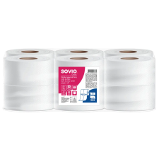 SOVIO Jumbo WC papír 18cm átm. - 2 rétegű, hófehér, 81m (Karton - 12 tekercs) higiéniai papíráru