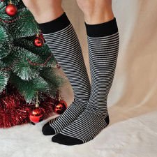 Sox World Női csíkos mintás térdzokni Fekete női zokni