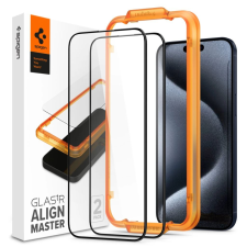 Spigen AlignMaster GLAS.tR iPhone 15 Pro kijelzővédő fekete kerettel (AGL06895) mobiltelefon kellék