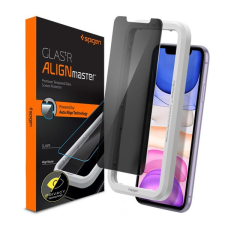 Spigen ALIGNMASTER SLIM képernyővédő üveg 2db (2.5D full cover, karcálló, ultravékony, 0.2mm, 9H + segédkeret) ÁTLÁTSZÓ [Apple iPhone 11] (AGL00103) mobiltelefon kellék