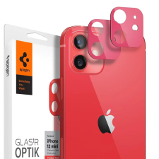 Spigen Apple iPhone 12 Mini, Kamera lencsevédő fólia, ütésálló fólia, Tempered Glass (edzett üveg), Spigen Glastr Optik, piros, 2 db / csomag mobiltelefon kellék