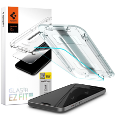 Spigen Apple iPhone 15, Kijelzővédő fólia, ütésálló fólia (az íves részre is!), Tempered Glass (edzett üveg), Spigen Ez Fit HD, Clear mobiltelefon kellék