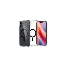 Spigen Apple iPhone 16 Plus, Műanyag hátlap védőtok + szilikon keret, Magsafe töltővel kompatibilis, Spigen Ultra Hybrid Mag, átlátszó/fekete tok és táska