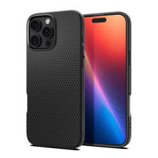 Spigen Apple iPhone 16 Pro Max, Szilikon tok, Spigen Liquid Air, háromszög minta, fekete tok és táska