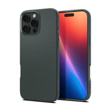 Spigen Apple iPhone 16 Pro, Szilikon tok, Spigen Liquid Air, háromszög minta, sötétzöld tok és táska