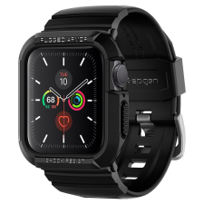 Spigen Apple Watch 4-7, SE (40mm / 41mm), Szilikon védőkeret, ütésálló, szíjjal, Spigen Rugged Armor Pro, fekete okosóra kellék