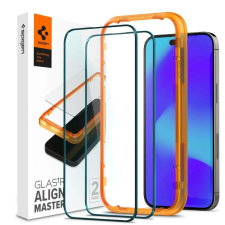 Spigen Edzett üveg ALM GLASS FC 2-PACK IPHONE 14 PRO MAX fekete mobiltelefon kellék