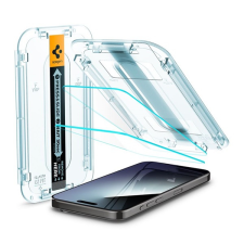 Spigen EZ FIT HD képernyővédő üveg 2db (2.5D, tokbarát, ultravékony, 0.2mm, 9H + segédkeret) ÁTLÁTSZÓ Apple iPhone 15 Pro Max mobiltelefon kellék