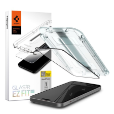 Spigen Glas.tR EZ Fit HD Apple iPhone 15, Tempered kijelzővédő fólia, fekete mobiltelefon kellék