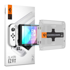 Spigen Glas.tR EZ FIT Nintendo Switch OLED Tempered kijelzővédő fólia, 2db mobiltelefon kellék