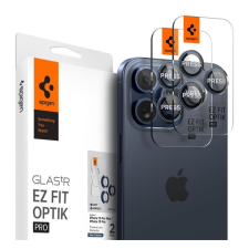 Spigen Glas.tR EZ Fit Optik Pro Apple iPhone 15 Pro/ iPhone 15 Pro Max, Tempered kameravédő fólia, kék titánium (2db) mobiltelefon kellék