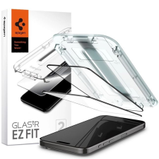 Spigen Glass tR EZ Fit iPhone 15 Pro kijelzővédő fekete kerettel (AGL06893) mobiltelefon kellék