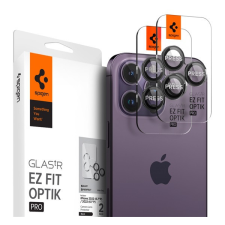 Spigen &quot;Glas.tR SLIM EZ Fit Optik Pro&quot; Apple iPhone 14 Pro Max Tempered kijelzővédő fólia, fekete (2db) mobiltelefon kellék