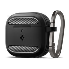 Spigen Rugged Armor AirPods 4 tok, Matte Black, fekete ACS08642 fülhallgató, fejhallgató tok