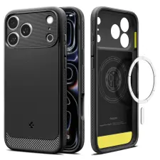 Spigen Rugged Armor MagFit Apple iPhone 18 Pro / 17 Pro tok, MagSafe, Matte Black, fekete tok és táska