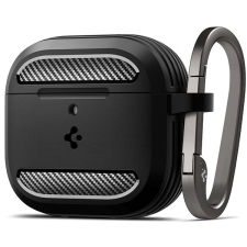 Spigen Rugged Armor, matte black - AirPods 4 tok fülhallgató, fejhallgató tok