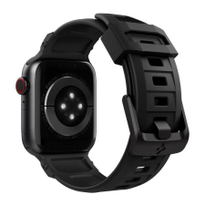 Spigen RUGGED pótszíj (egyedi méret, szilikon, állítható, karbon minta) FEKETE Apple Watch Series 1 38mm, Apple Watch Series 6 40mm, Apple Watch Series 5 40mm, Apple Watch Series 4 40mm, Apple W okosóra kellék