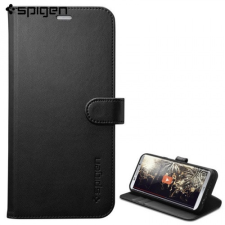 Spigen Samsung Galaxy S8 Plus SM-G955, Oldalra nyíló tok, stand, Spigen Wallett S, fekete tok és táska