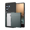 Spigen SLIM ARMOR CS szilikon telefonvédő (műanyag hátlap, kártyatartó, ütésállóság, légpárnás sarok) SÖTÉTZÖLD (ACS08968)