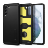 Spigen TOUGH ARMOR műanyag telefonvédő (szilikon keret, közepesen ütésálló, kitámasztó) FEKETE Samsung Galaxy S21 (SM-G991) 5G