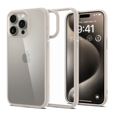 Spigen Ultra Hybrid Apple iPhone 15 Pro tok, bézs kerettel, átlátszó tok és táska