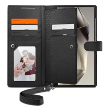 Spigen wallet s plus tok álló, b&#337;r hatású (flip, oldalra nyíló, textil minta) fekete acs07308 mobiltelefon kellék