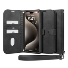 Spigen wallet s pro tok álló, bőr hatású (flip, oldalra nyíló, textil minta) fekete acs06740 tok és táska