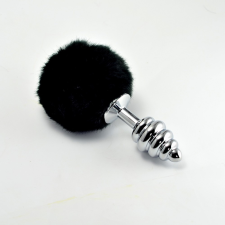 Spiral Pompon Metal Plug Black szexjáték
