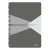  Spirálfüzet, A4, vonalas, 90 lap, PP borító, LEITZ "Office", szürke
