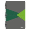  Spirálfüzet, A5, kockás, 90 lap, laminált karton borító, LEITZ "Office", szürke-zöld