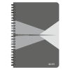  Spirálfüzet, A5, vonalas, 90 lap, PP borító, LEITZ "Office", szürke