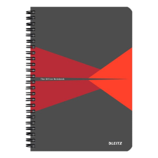  Spirálfüzet LEITZ Office A/5 PP borítóval 90 lapos kockás piros füzet