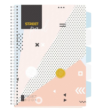  Spirálfüzet STREET Pad regiszteres A/4 vonalas 100 lapos színes mintás füzet